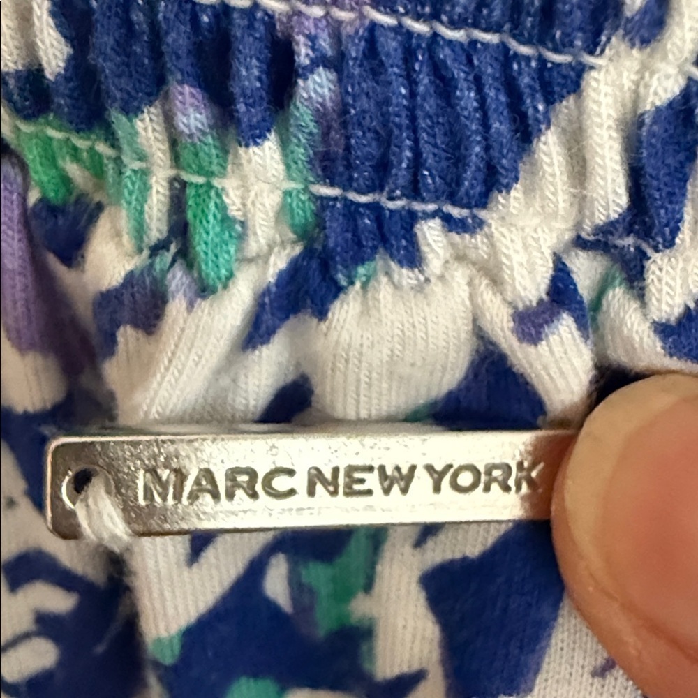 Marc New York Blue White Palm Smocked Maxi Dress Medium - Picture 3 of 5